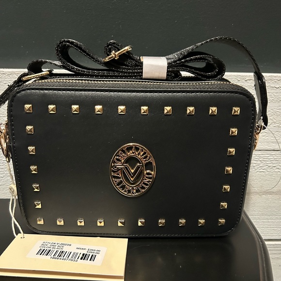 Valentino Orlandi Black Studded Crossbody Bag NWT MSRP $280 - Picture 1 of 4